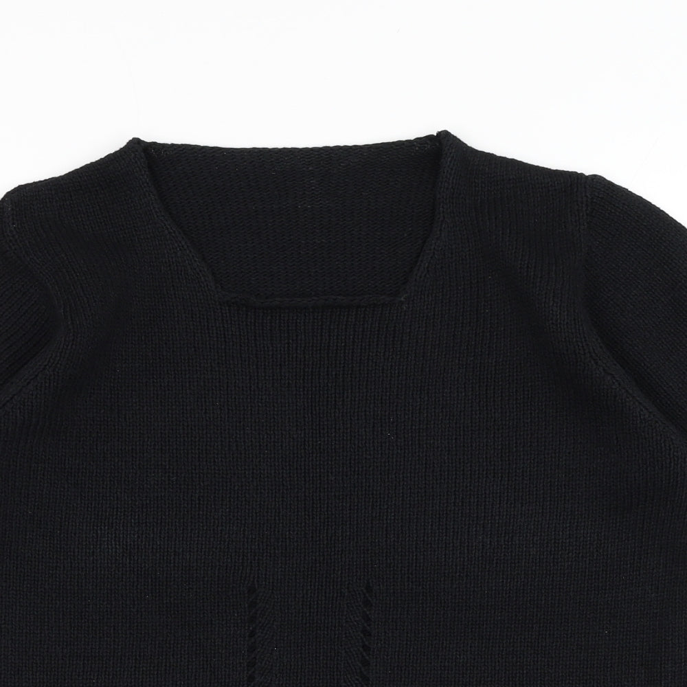 Preworn Womens Black Round Neck Cotton Pullover Jumper Size M