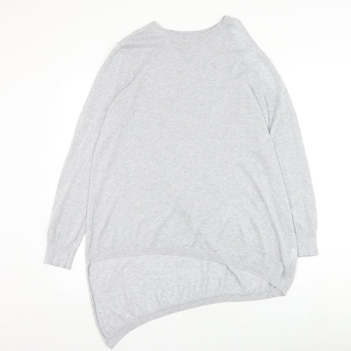 River Island Womens Silver Round Neck Viscose Pullover Jumper Size 12
