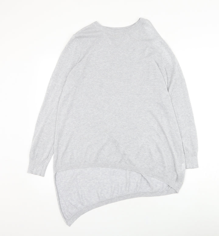 River Island Womens Silver Round Neck Viscose Pullover Jumper Size 12