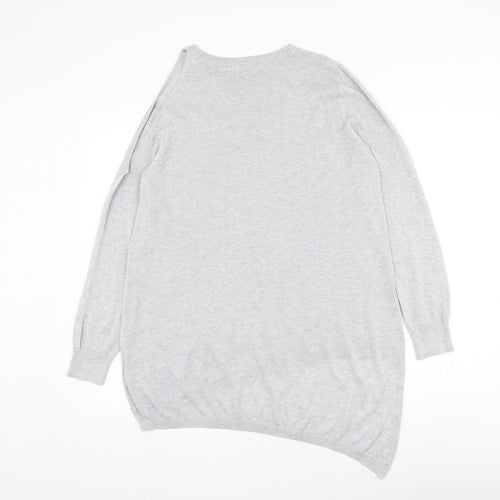 River Island Womens Silver Round Neck Viscose Pullover Jumper Size 12