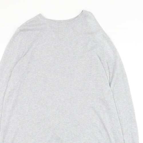 River Island Womens Silver Round Neck Viscose Pullover Jumper Size 12