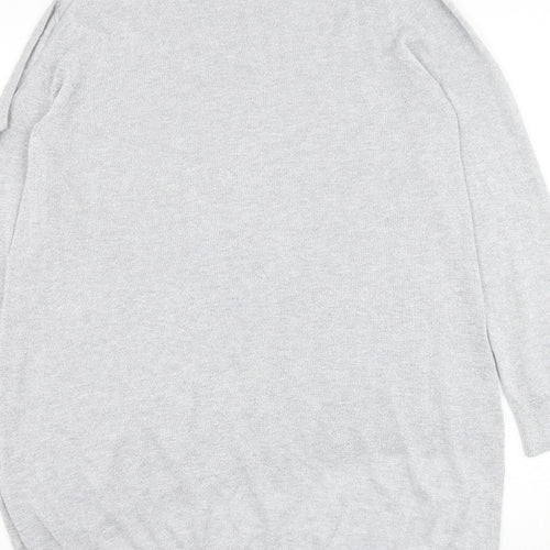 River Island Womens Silver Round Neck Viscose Pullover Jumper Size 12