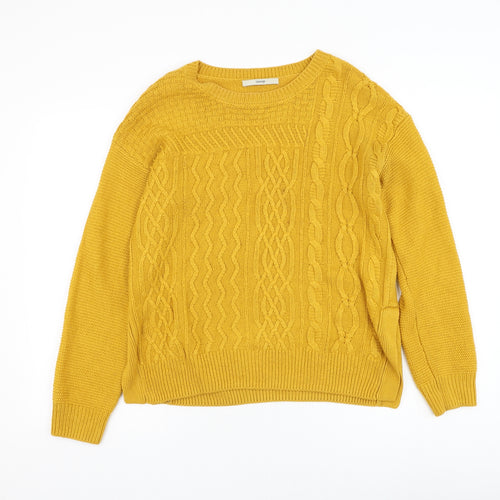 George Womens Yellow Round Neck Polyester Pullover Jumper Size M