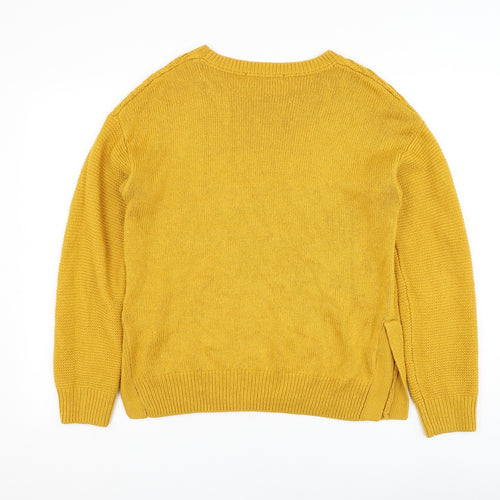 George Womens Yellow Round Neck Polyester Pullover Jumper Size M