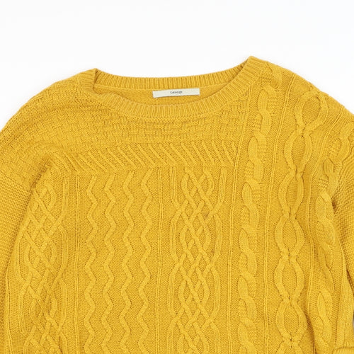 George Womens Yellow Round Neck Polyester Pullover Jumper Size M