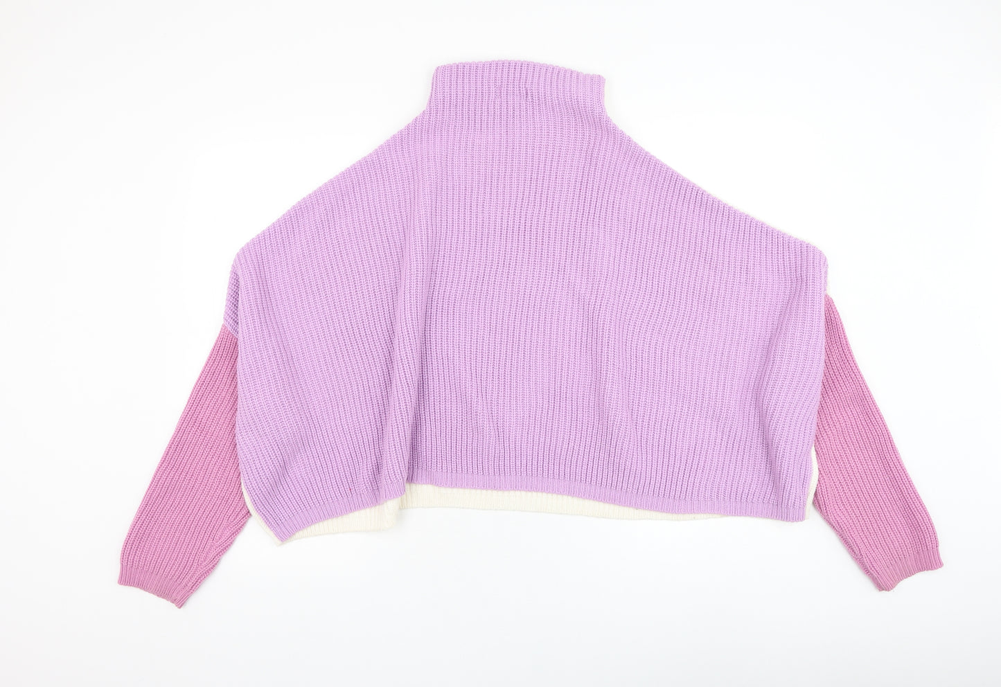 PRETTYLITTLETHING Womens Purple High Neck Acrylic Pullover Jumper Size M