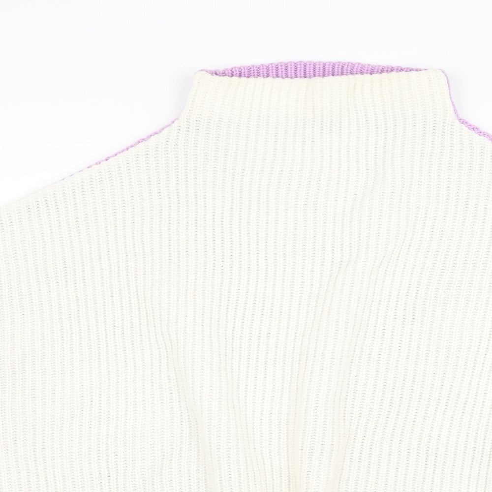 PRETTYLITTLETHING Womens Purple High Neck Acrylic Pullover Jumper Size M