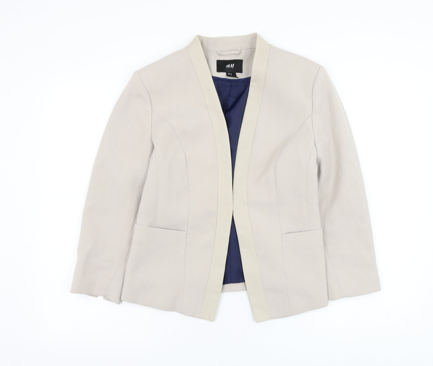 H&M Womens Beige Jacket Blazer Size 12 Hook & Loop