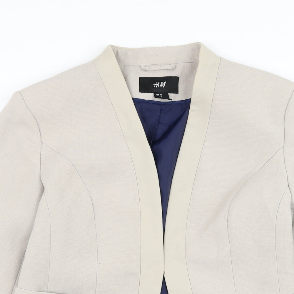 H&M Womens Beige Jacket Blazer Size 12 Hook & Loop