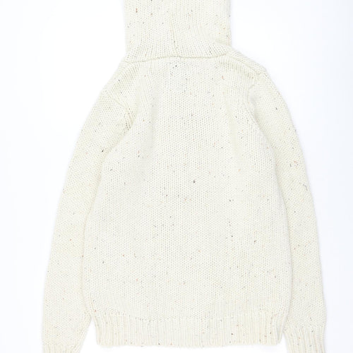 Bershka Mens Ivory Round Neck Acrylic Pullover Jumper Size M