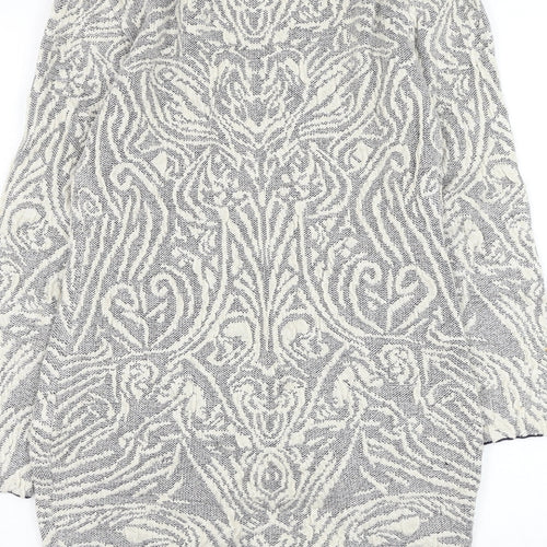 Lely Wood Womens Blue Round Neck Geometric Nylon Pullover Jumper One Size