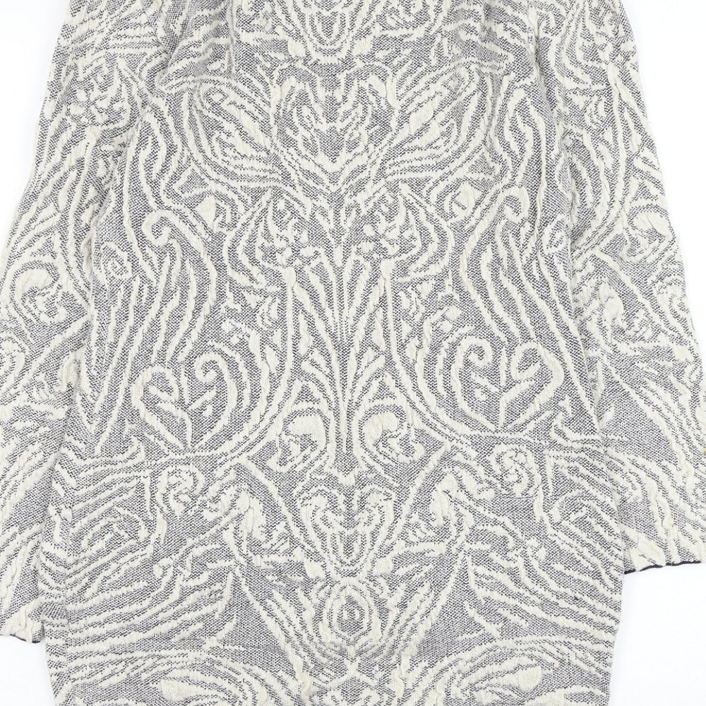 Lely Wood Womens Blue Round Neck Geometric Nylon Pullover Jumper One Size