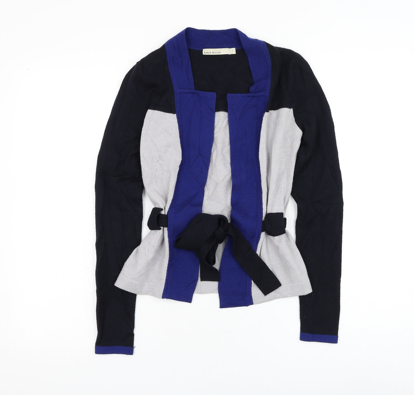 Karen Millen Womens Blue Square Neck Wool Jumper Size XS