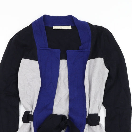 Karen Millen Womens Blue Square Neck Wool Jumper Size XS