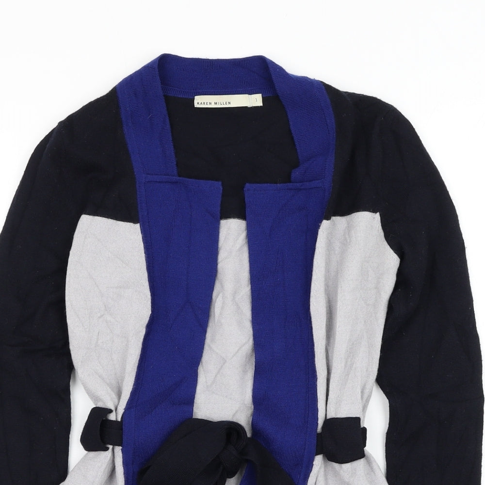 Karen Millen Womens Blue Square Neck Wool Jumper Size XS