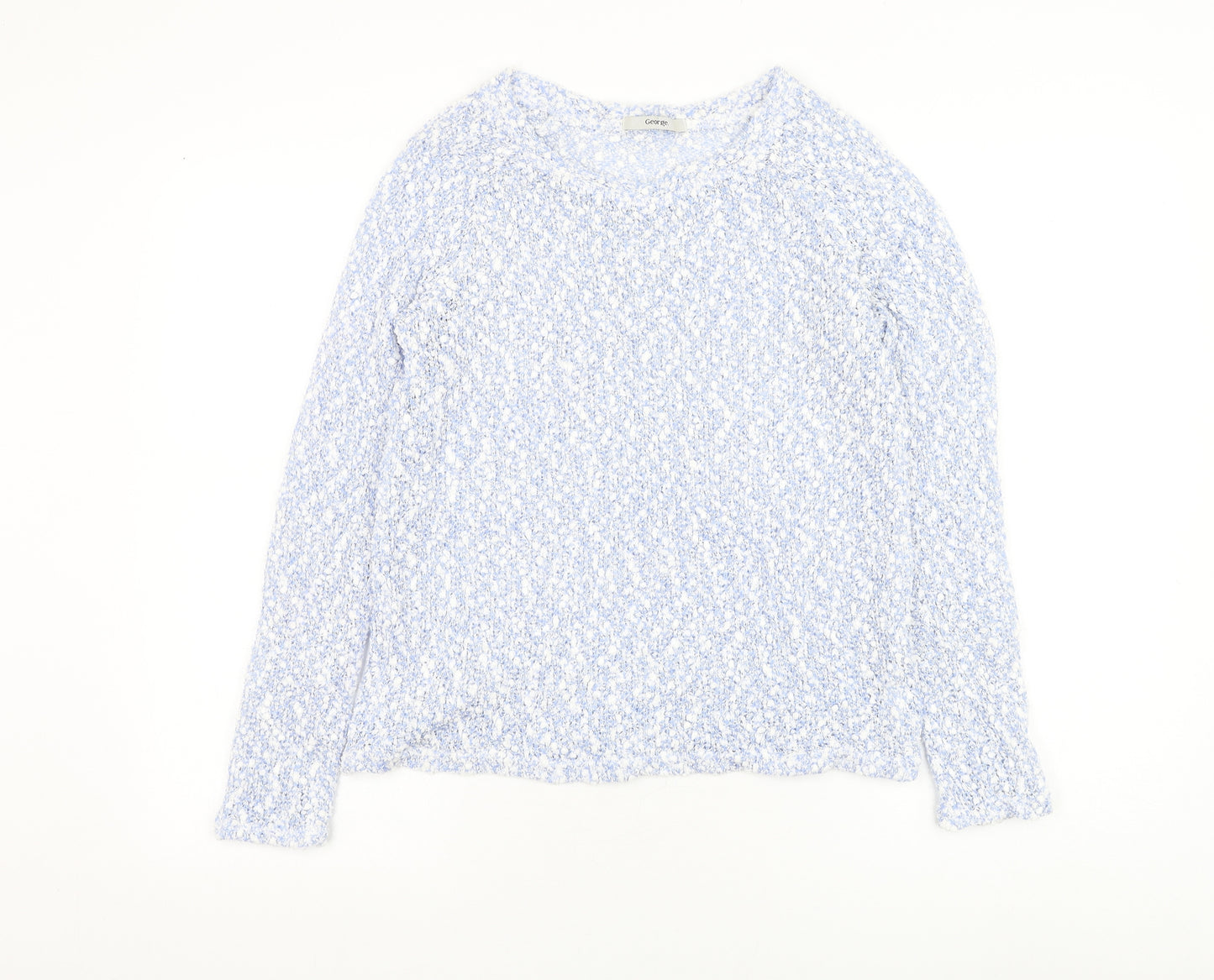 George Womens Blue Round Neck Polyester Pullover Jumper Size 10