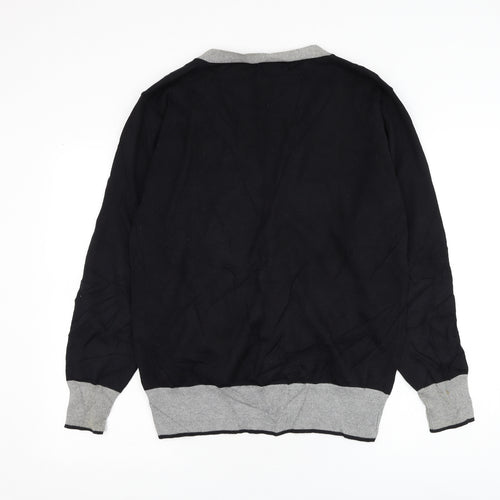Cedar Wood State Mens Black V-Neck Cotton Jumper Size M
