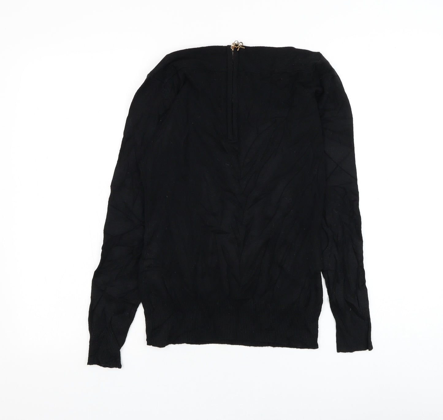Finery Womens Black Round Neck Floral Polyamide Pullover Jumper Size S
