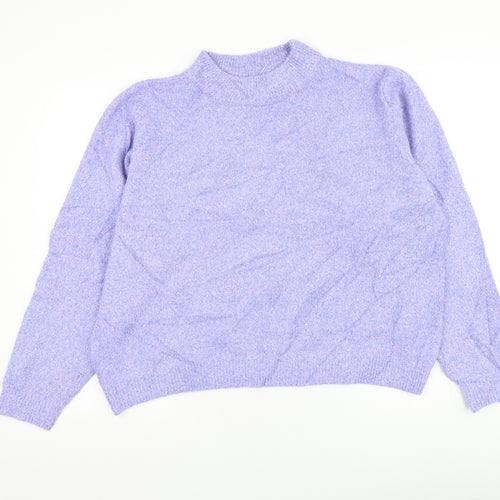 Zara Womens Purple Mock Neck Polyester Pullover Jumper Size S