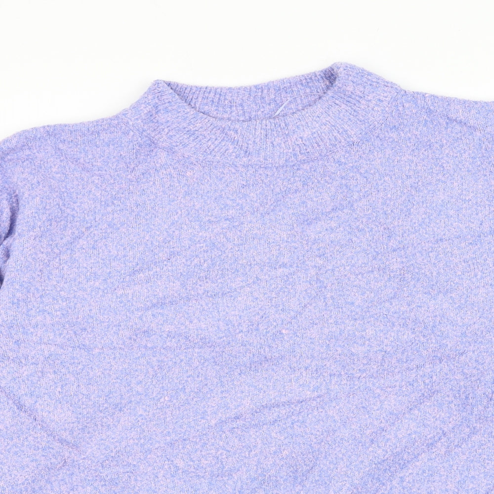Zara Womens Purple Mock Neck Polyester Pullover Jumper Size S