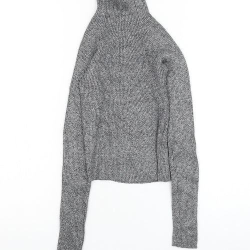 Bershka Womens Grey High Neck Polyester Pullover Jumper Size XS
