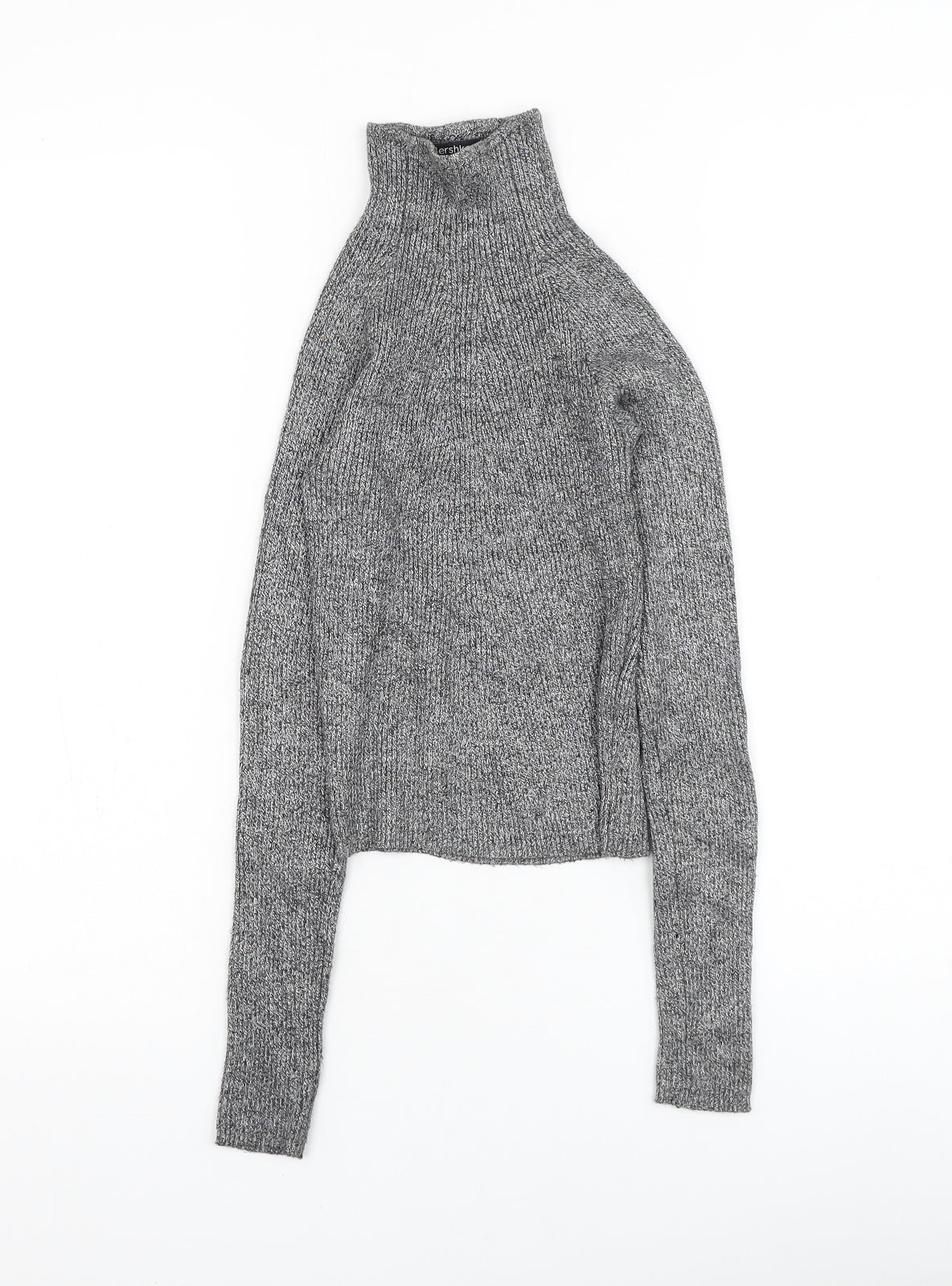 Bershka Womens Grey High Neck Polyester Pullover Jumper Size XS