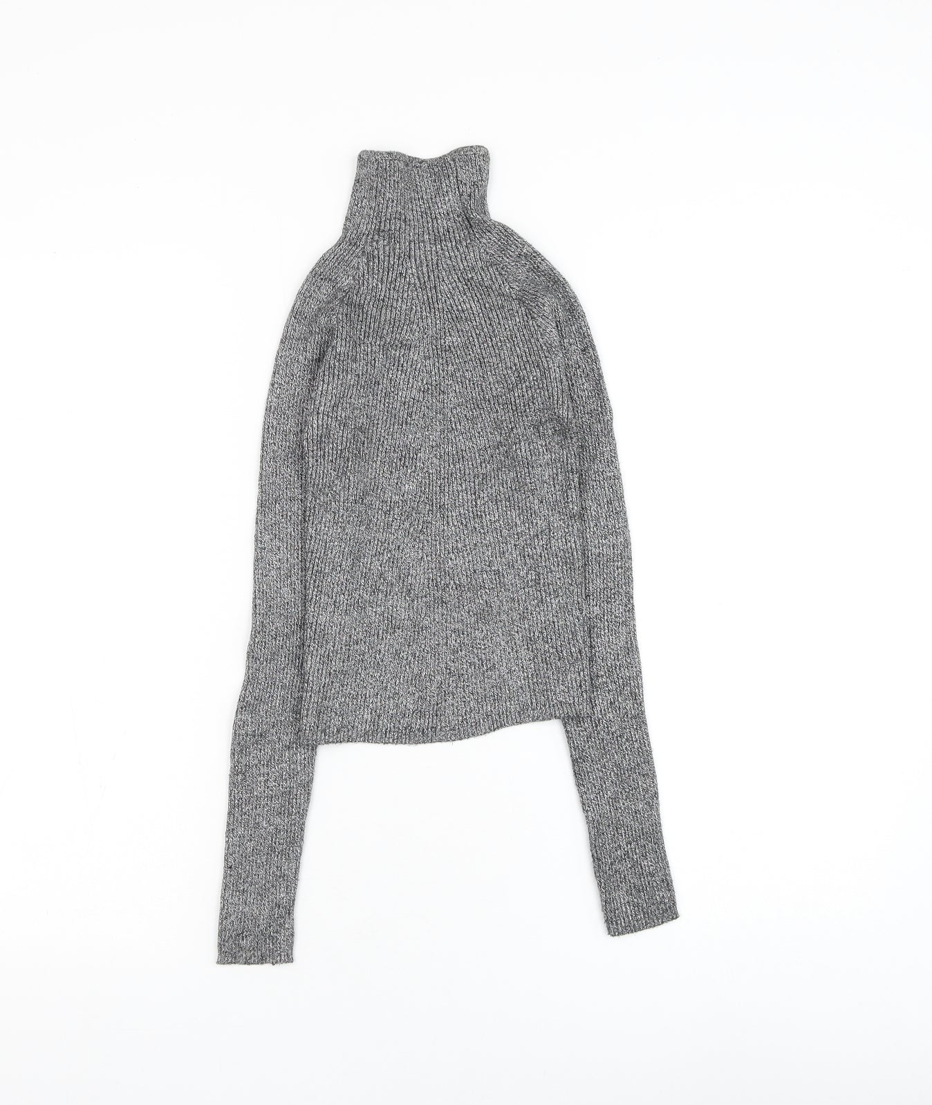Bershka Womens Grey High Neck Polyester Pullover Jumper Size XS