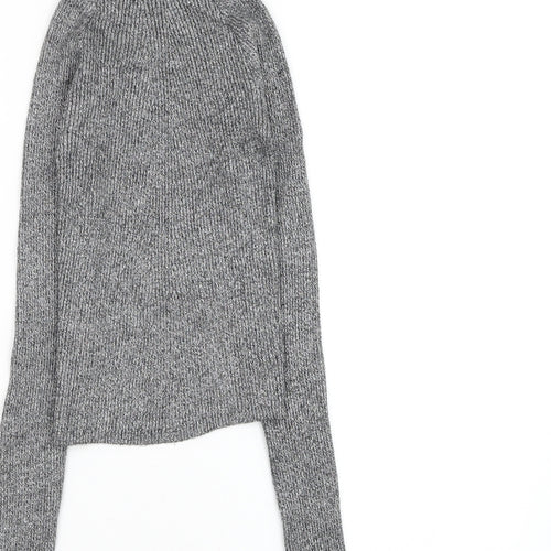 Bershka Womens Grey High Neck Polyester Pullover Jumper Size XS