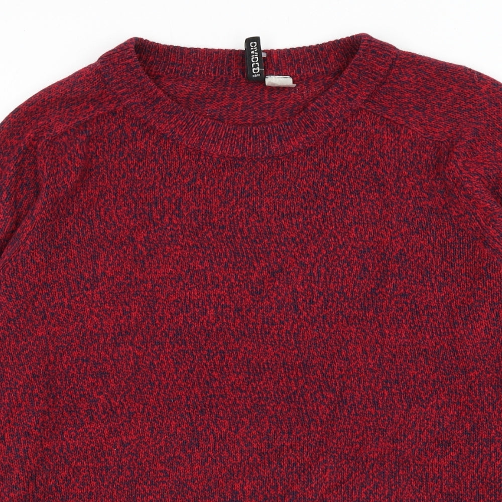 Divided by H&M Womens Red Round Neck Polyester Pullover Jumper Size L