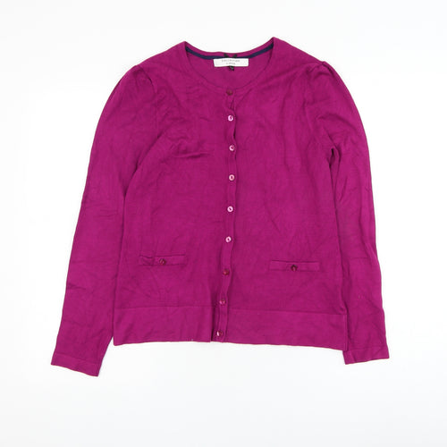 John Lewis Womens Purple Round Neck Viscose Cardigan Jumper Size 10