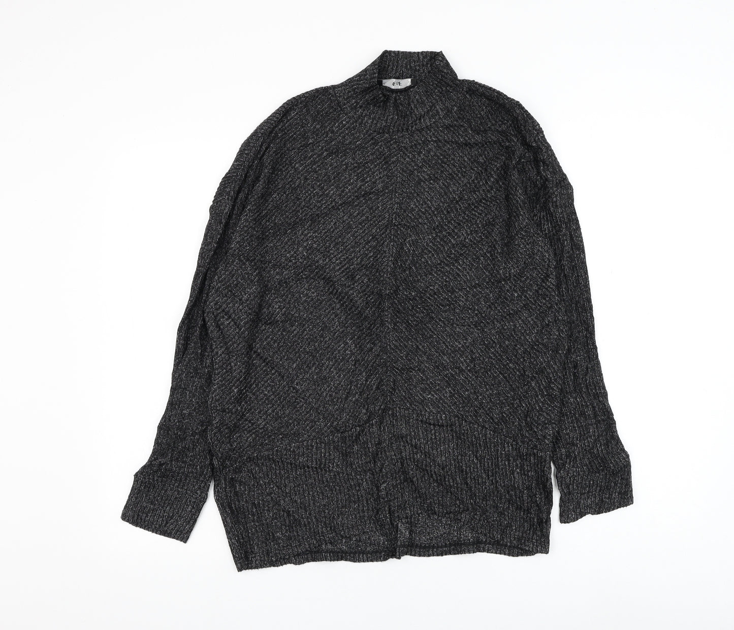 F&F Womens Black Mock Neck Viscose Pullover Jumper Size XS