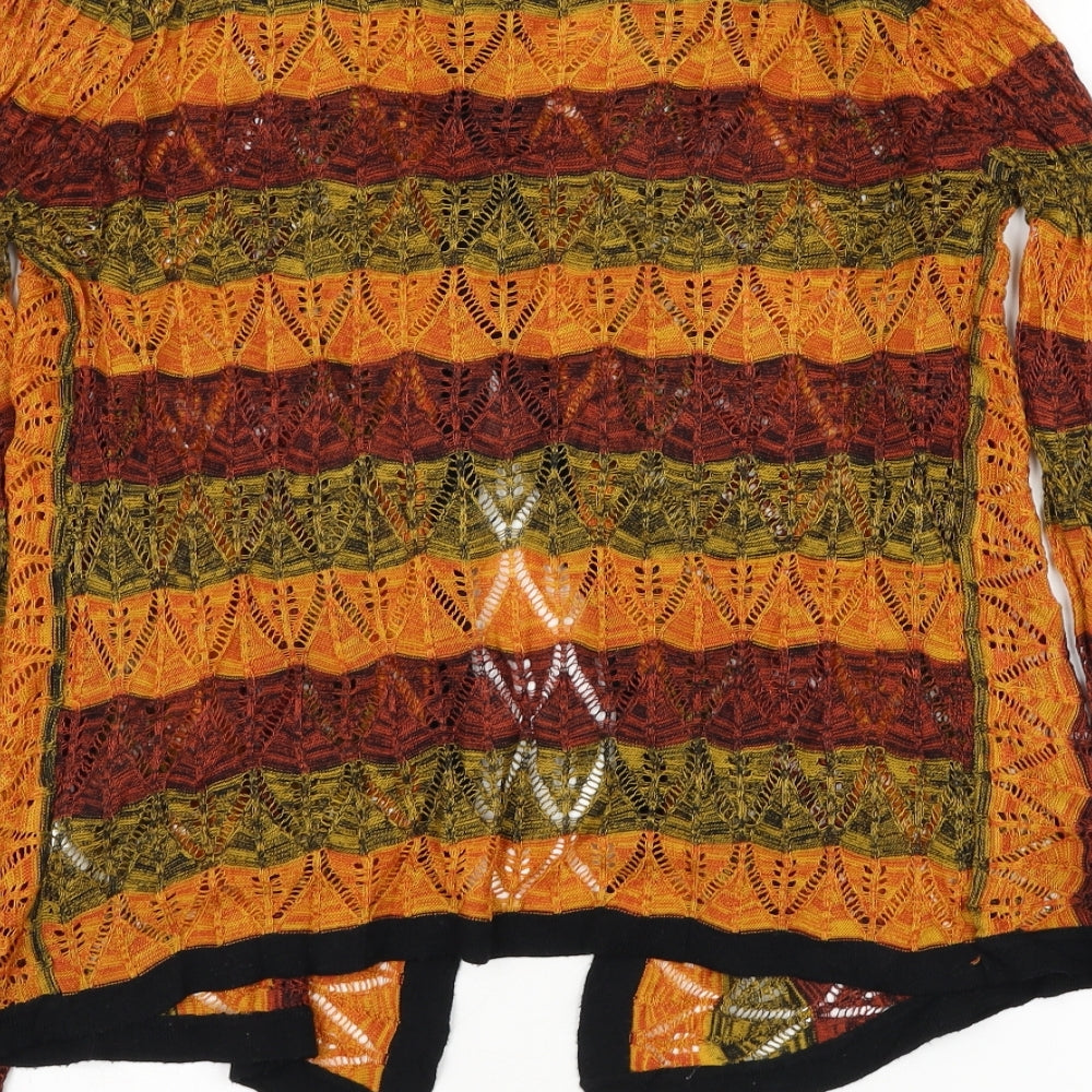 Atmosphere Womens Orange Round Neck Striped Acrylic Jumper Size 10