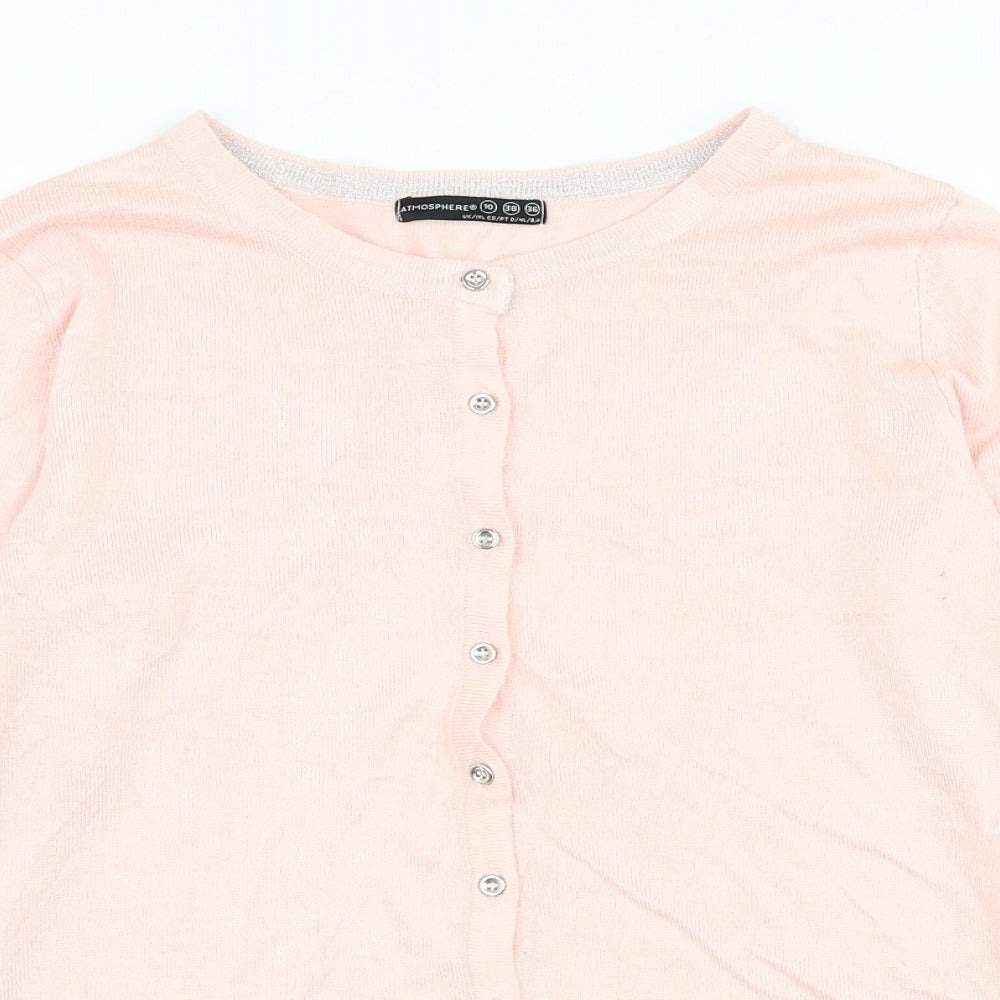 Atmosphere Womens Pink Round Neck Viscose Cardigan Jumper Size 10