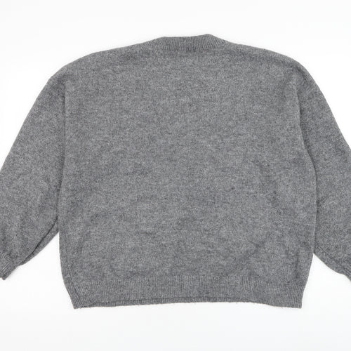 Papaya Womens Grey Round Neck Polyester Pullover Jumper Size XL