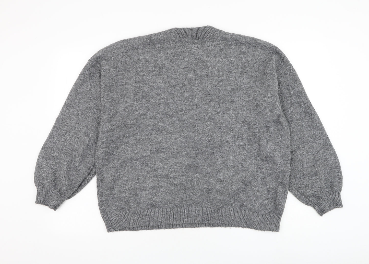 Papaya Womens Grey Round Neck Polyester Pullover Jumper Size XL