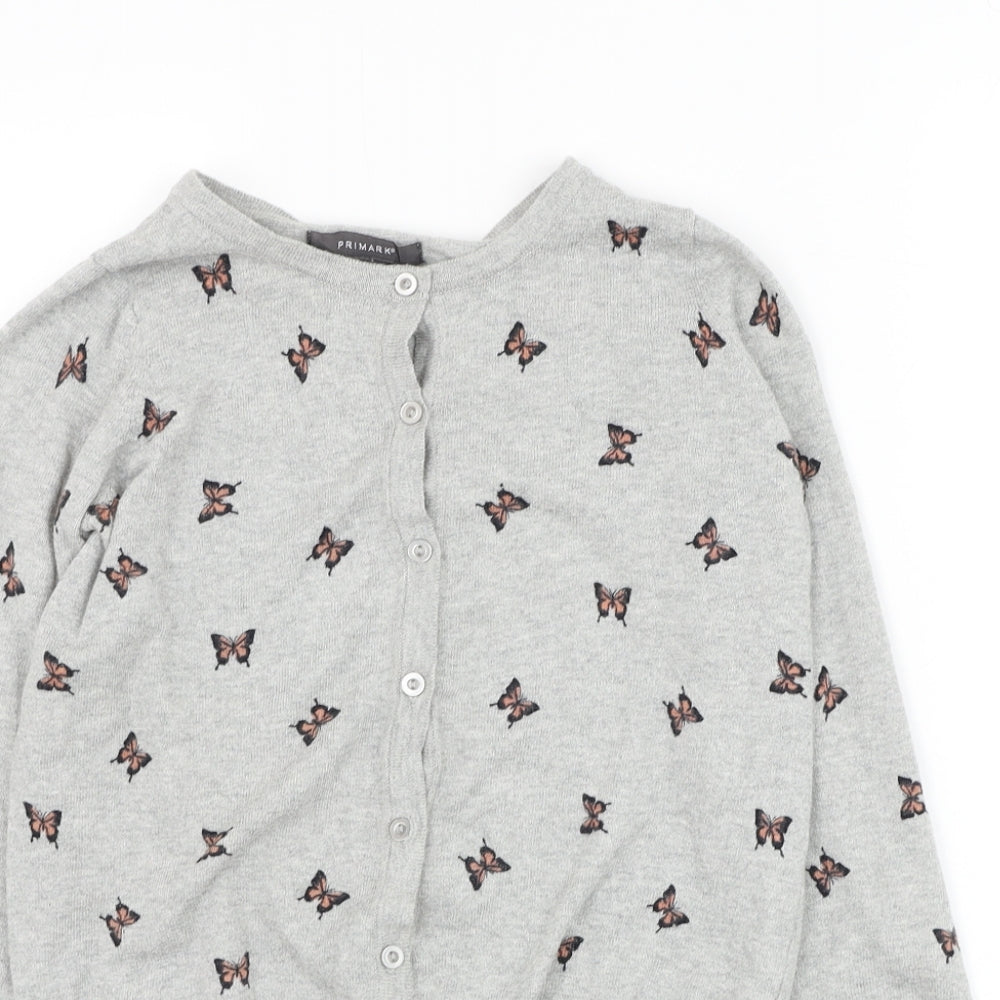 Primark Womens Grey Round Neck Cotton Jumper Size 6 - Butterfly