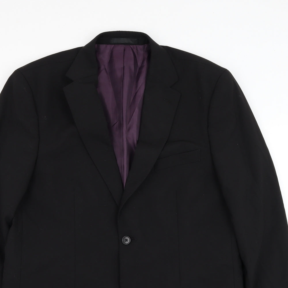 Greenwoods Mens Black Polyester Jacket Suit Jacket Size 40