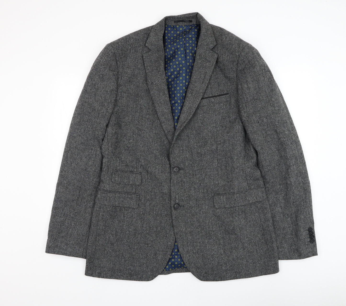 F&F Mens Grey Polyester Jacket Suit Jacket Size 42