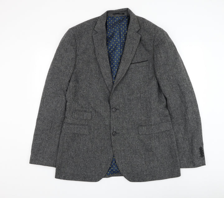 F&F Mens Grey Polyester Jacket Suit Jacket Size 42