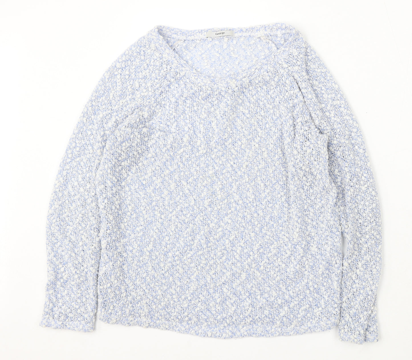 George Womens Blue Round Neck Polyester Pullover Jumper Size M
