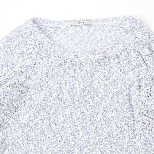 George Womens Blue Round Neck Polyester Pullover Jumper Size M