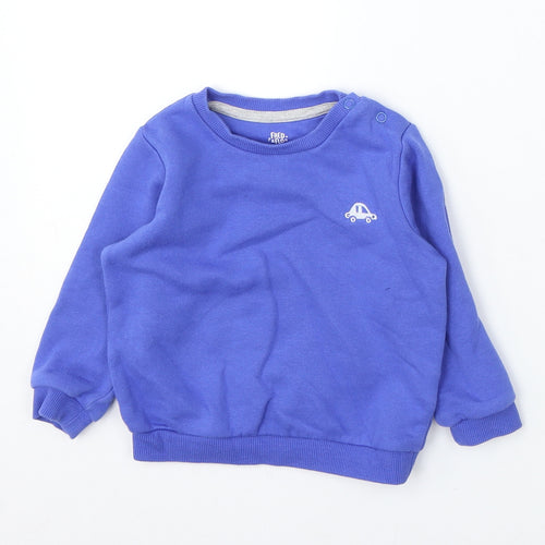 F&F Boys Blue Cotton Pullover Jumper Size 9-12 Months - car