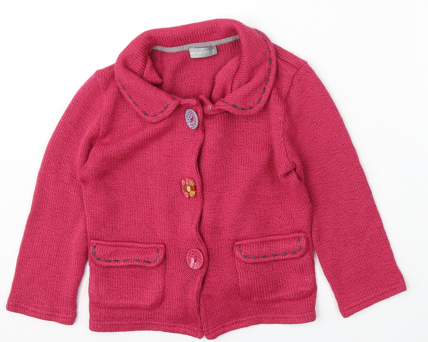 Per Una Womens Pink Collared Polyester Cardigan Jumper Size S