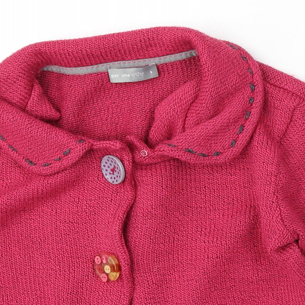 Per Una Womens Pink Collared Polyester Cardigan Jumper Size S