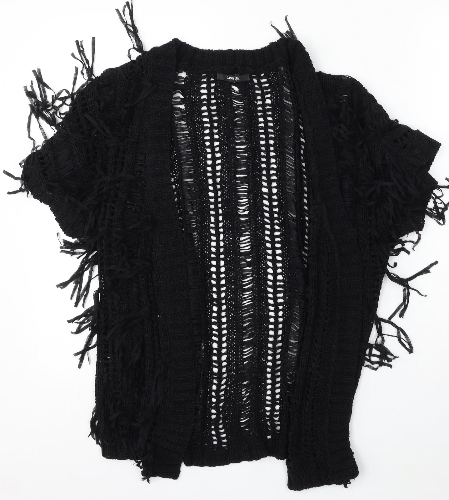 George Womens Black V-Neck Acrylic Cardigan Jumper Size 16