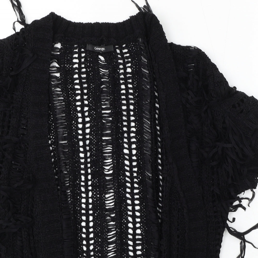 George Womens Black V-Neck Acrylic Cardigan Jumper Size 16