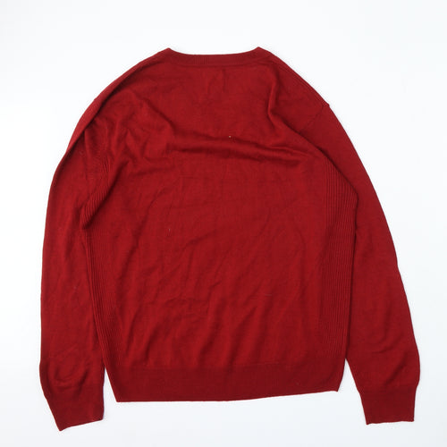 Sand Stone Mens Red V-Neck Acrylic Pullover Jumper Size M
