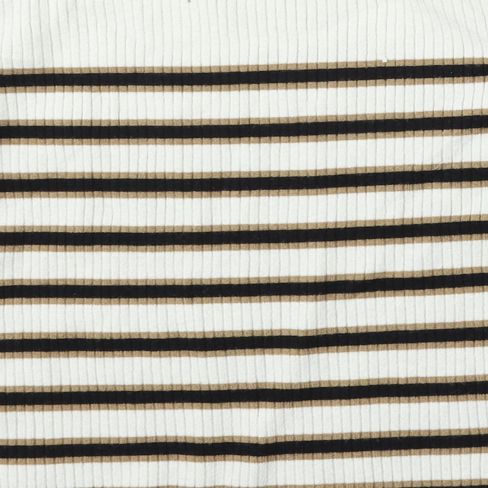 F&F Womens Multicoloured Round Neck Striped Viscose Pullover Jumper Size 12