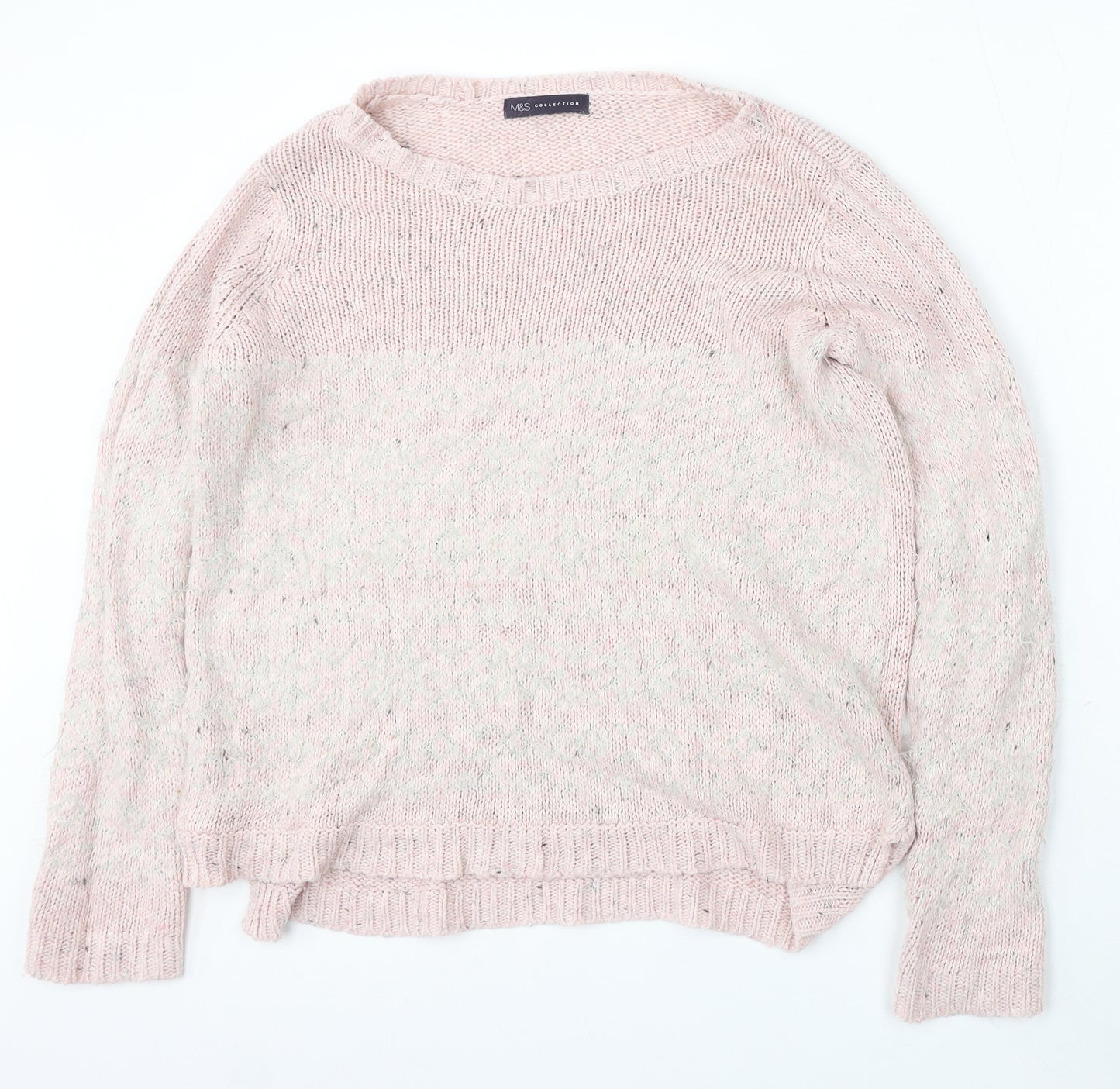 Marks and Spencer Womens Pink Round Neck Acrylic Pullover Jumper Size 12