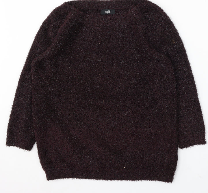 Wallis Womens Purple Round Neck Polyester Pullover Jumper Size M